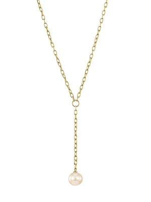 14K Yellow Gold & Freshwater 8MM Pearl Lariat Necklace