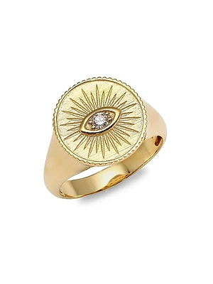 14K Yellow Gold & Diamond Marquis Eye Ring