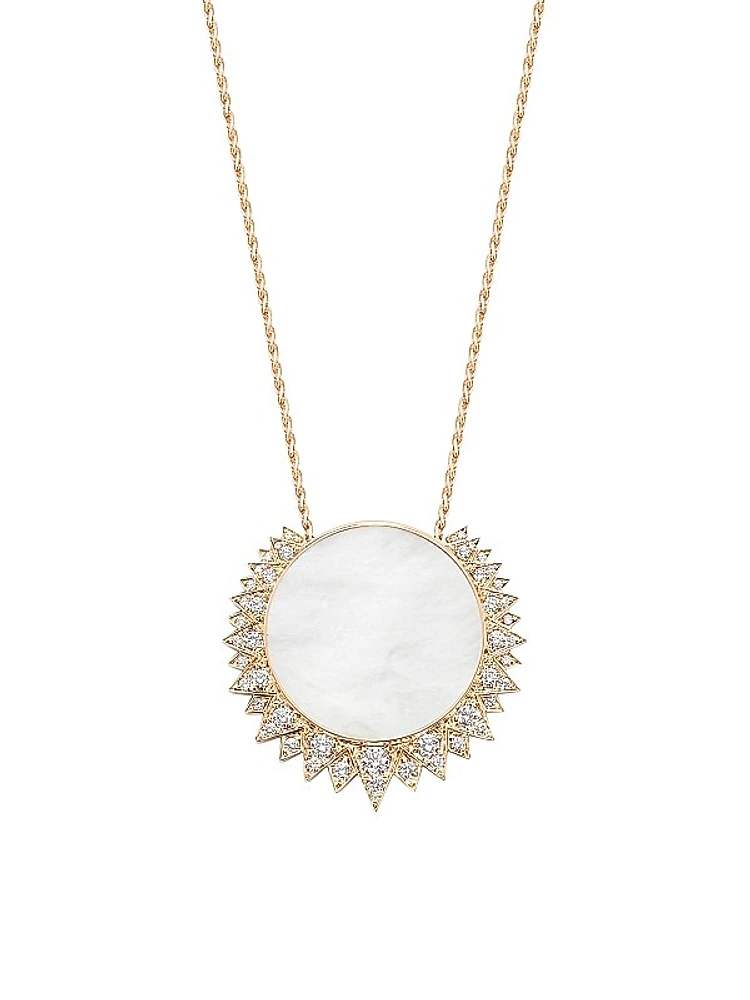 Sunlight 18K Rose Gold, White Opal & Diamond Pendant Necklace