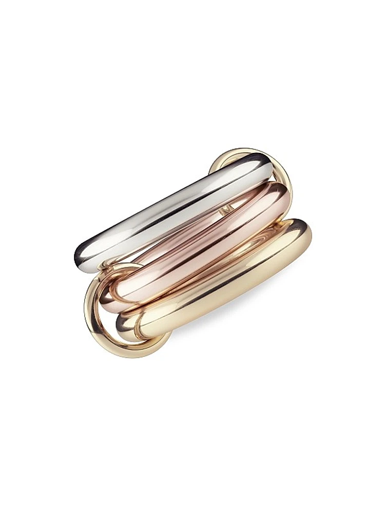 18K Two-Tone Gold & Sterling Silver 3-Link Ring