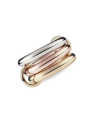 18K Two-Tone Gold & Sterling Silver 3-Link Ring