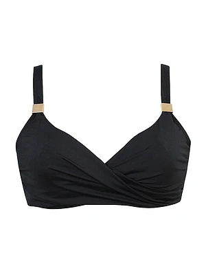 Surplice Shirred Bikini Top