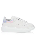 Women's Oversized Iridescent Logo Leather Sneakers