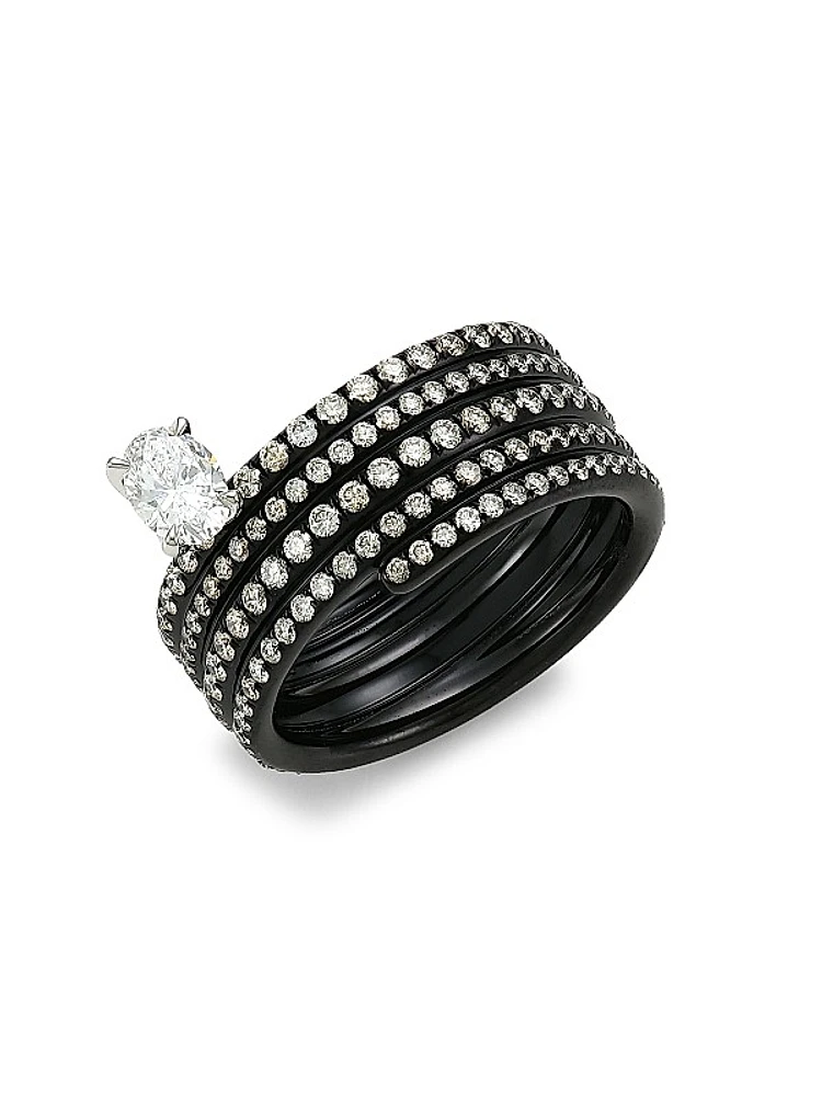 Blast 18K Black Gold & Diamond Ring