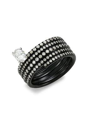 Blast 18K Black Gold & Diamond Ring