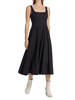 Wells Cotton Poplin A-Line Midi-Dress