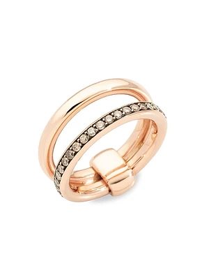 Iconica 18K Rose Gold & Brown Diamond Stack Ring
