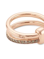 Iconica 18K Rose Gold & Brown Diamond Stack Ring