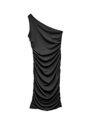 Girl's One-Shoulder Ruched Dress
