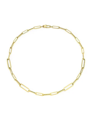 18K Yellow Gold Oval Paper Clip Chain Necklace