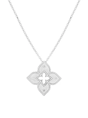 Petite Venetian 18K White Gold & Diamond Pendant Necklace