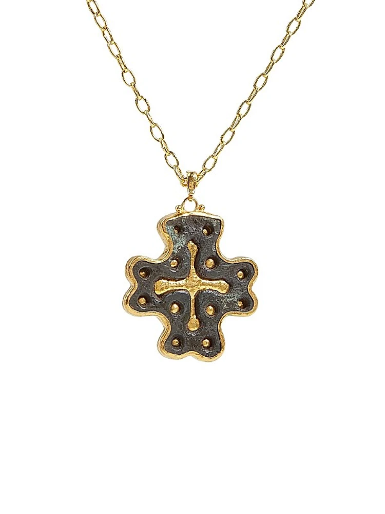 Antiquities 18K, 22K & 24K Yellow Gold Bronze Cross Pendant Necklace