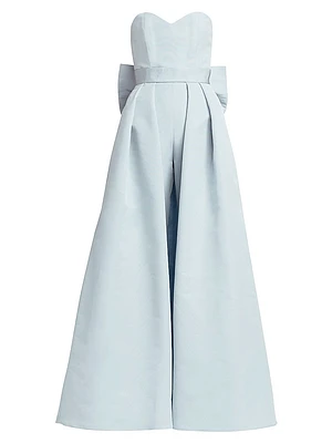 Silk Faille Bow Back Convertible Skirt Jumpsuit