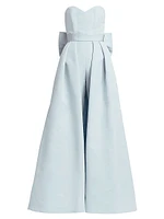 Silk Faille Bow Back Convertible Skirt Jumpsuit