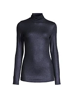 Soft Touch Metallic Turtleneck