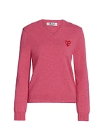 Double Heart V-Neck Pullover