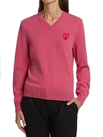 Double Heart V-Neck Pullover