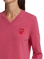Double Heart V-Neck Pullover
