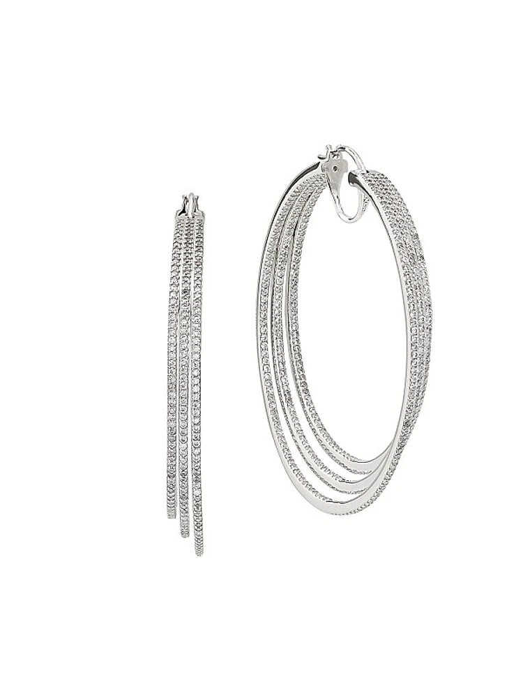 Sterling Silver & Cubic Zirconia Triple-Hoop Earrings