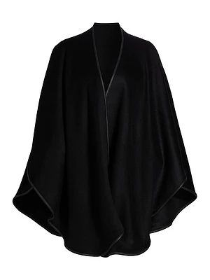 Leather-Trim Reversible Cashmere Cape