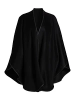 Leather-Trim Reversible Cashmere Cape