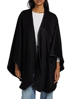 Leather-Trim Reversible Cashmere Cape