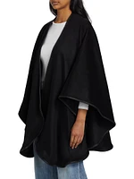 Leather-Trim Reversible Cashmere Cape