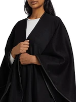 Leather-Trim Reversible Cashmere Cape