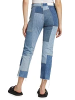 70s High-Rise Patched Straight Jeans