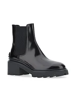 Patent Leather Lug-Sole Chelsea Boots