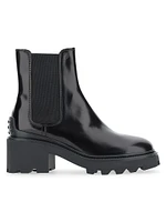 Patent Leather Lug-Sole Chelsea Boots