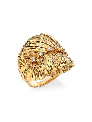 Bahia 18K Yellow Gold & Diamond Leaf Ring