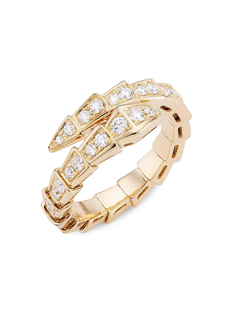 Serpenti Viper 18K Yellow Gold & Diamond Wrap Ring