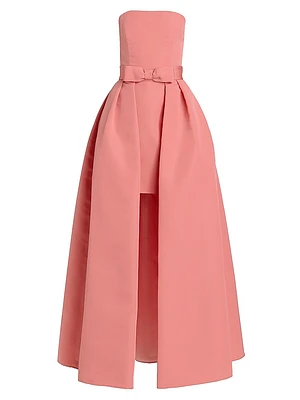 Silk Faille Strapless Minidress with Convertible Skirt