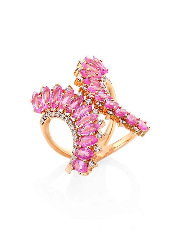 Mirage 18K Rose Gold, Pink Sapphire & Diamond Ring