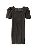 Girl's Puff-Sleeve Stretch Dress