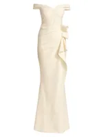 Radoslava Off-The-Shoulder Wrap Gown