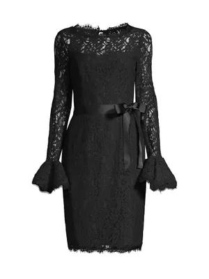Lace Bell-Sleeve Sheath Dress