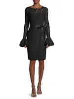 Lace Bell-Sleeve Sheath Dress