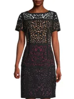 Ombre Laser-Cut Lace Dress