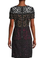 Ombre Laser-Cut Lace Dress