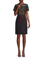 Ombre Laser-Cut Lace Dress