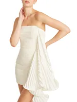 Pleated Ruffle Satin Strapless Mini Dress