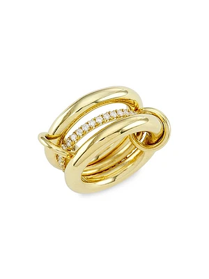 Libra 18K Yellow Gold & Diamond 3-Link Ring