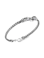 Naga Dragon Silver & Blue Sapphire Double Head Slim Chain Bracelet