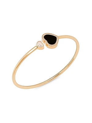 Happy Diamonds Happy Hearts 18K Rose Gold, Diamond & Onyx Bangle