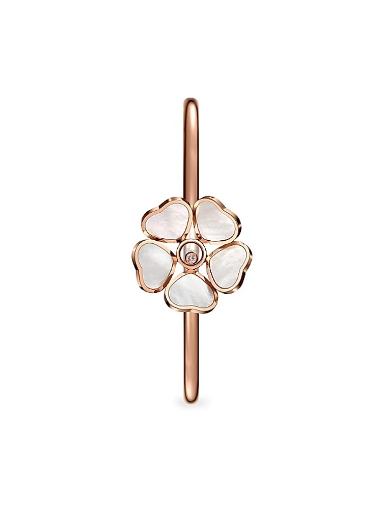Happy Diamonds Happy Hearts Flower 18K Rose Gold, Mother-Of-Pearl & Diamond Bangle