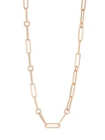 18K Rose Gold Paper Clip Chain Necklace, 17"