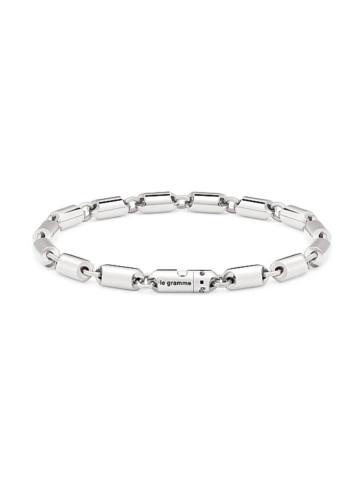 Unisex 25G Polished Sterling Silver Segment Bracelet