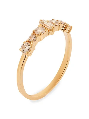 Cascade 18K Yellow Godl & Light Champagne Diamond Ring